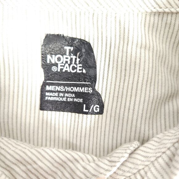The North Face Mens Large White Striped Short Sleeve Button Down Shirt - Picture 5 of 10